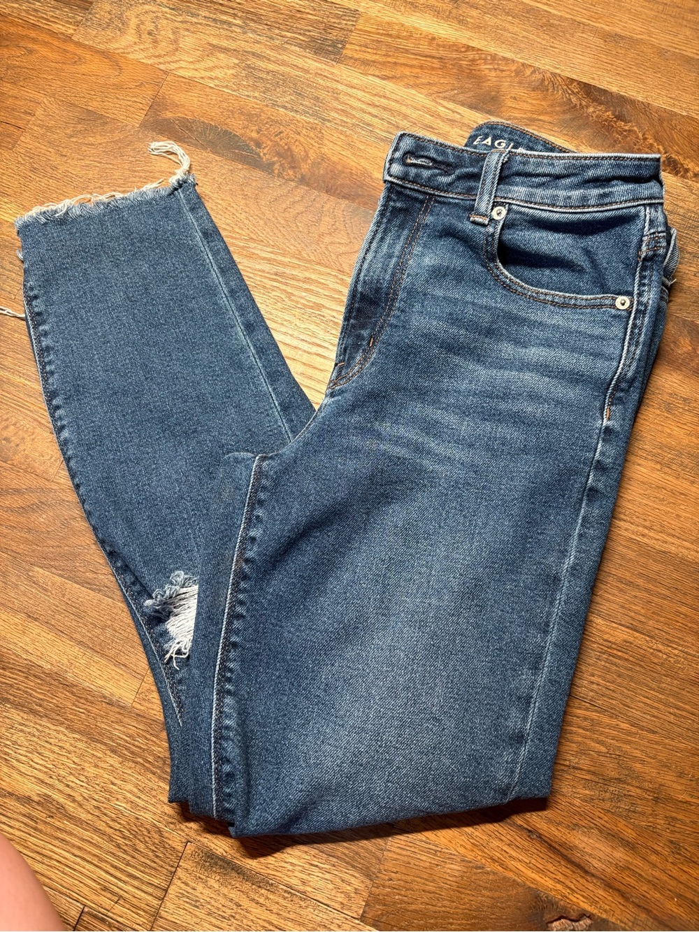 American Eagle Outfitters Dark Blue High-Rise Skinny Mom Jeans